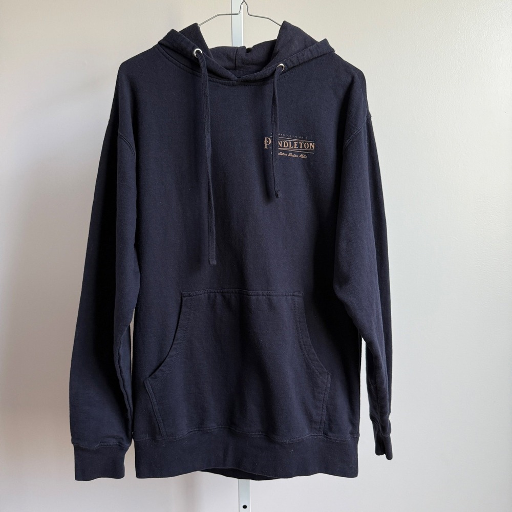 Pendleton Mens sz M Blue Pullover Hoodie Sweatshirt Portland‎ Oregon Outdoors